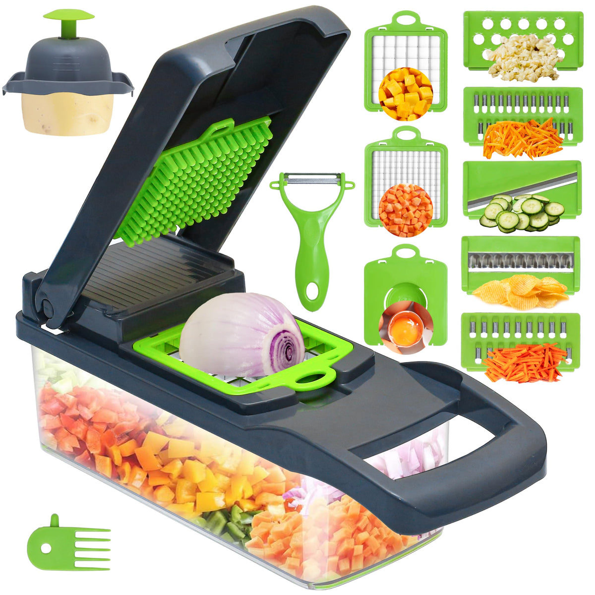 AYAT MARKETPLACE Vegetable Chopper container front view with large capacity for prep.