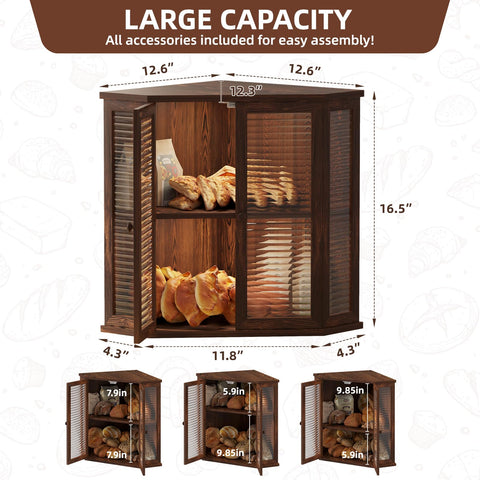 Aycarzcy Corner Bread Box corner-fit layout maximizes counter space