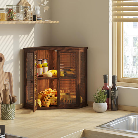 Aycarzcy Corner Bread Box glass door view lets you monitor bread at a glance