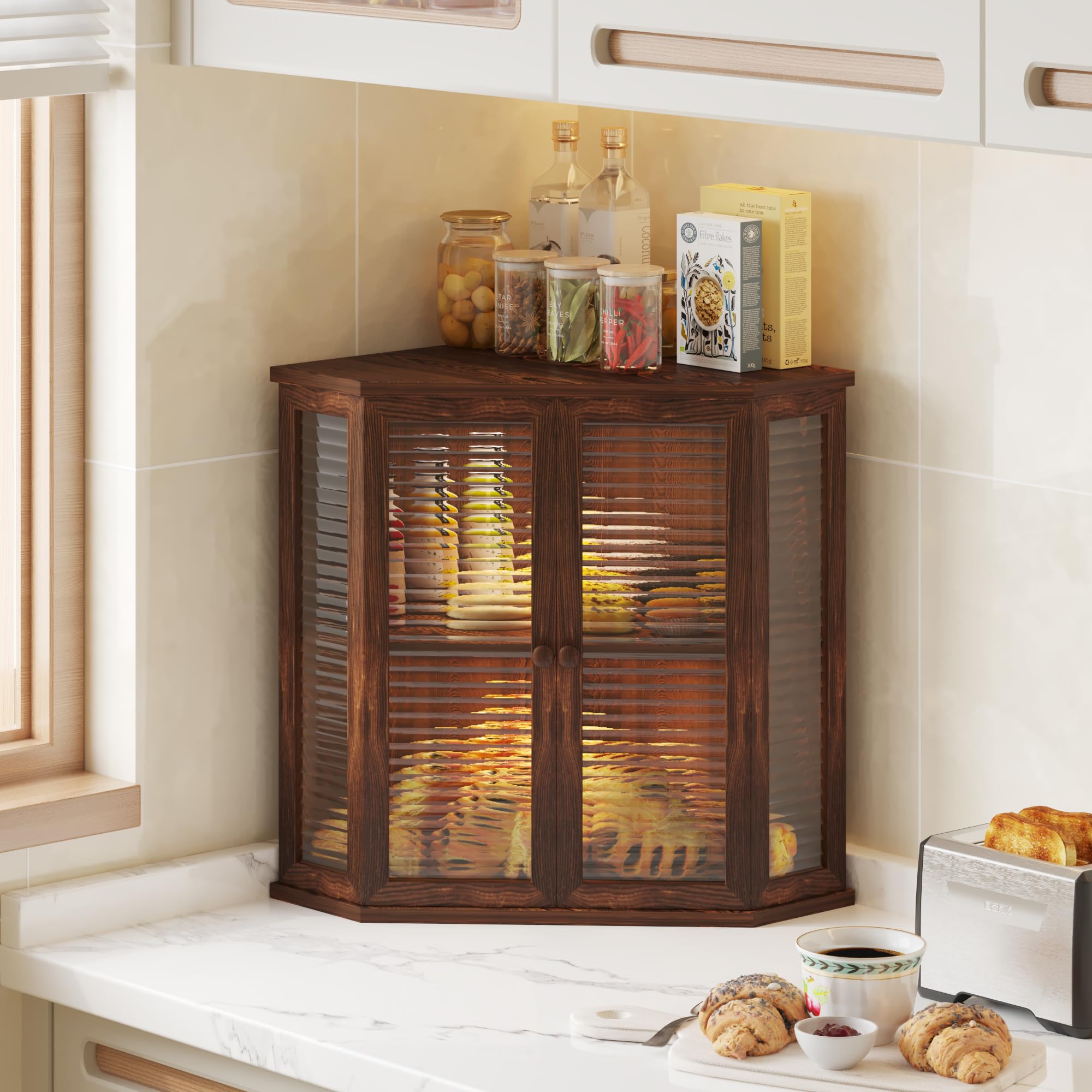 Aycarzcy Corner Bread Box removable door simplifies cleaning and maintenance