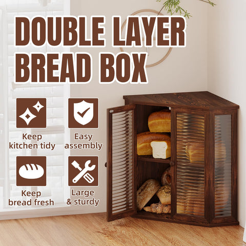 Aycarzcy Corner Bread Box side view emphasizes compact footprint on counters