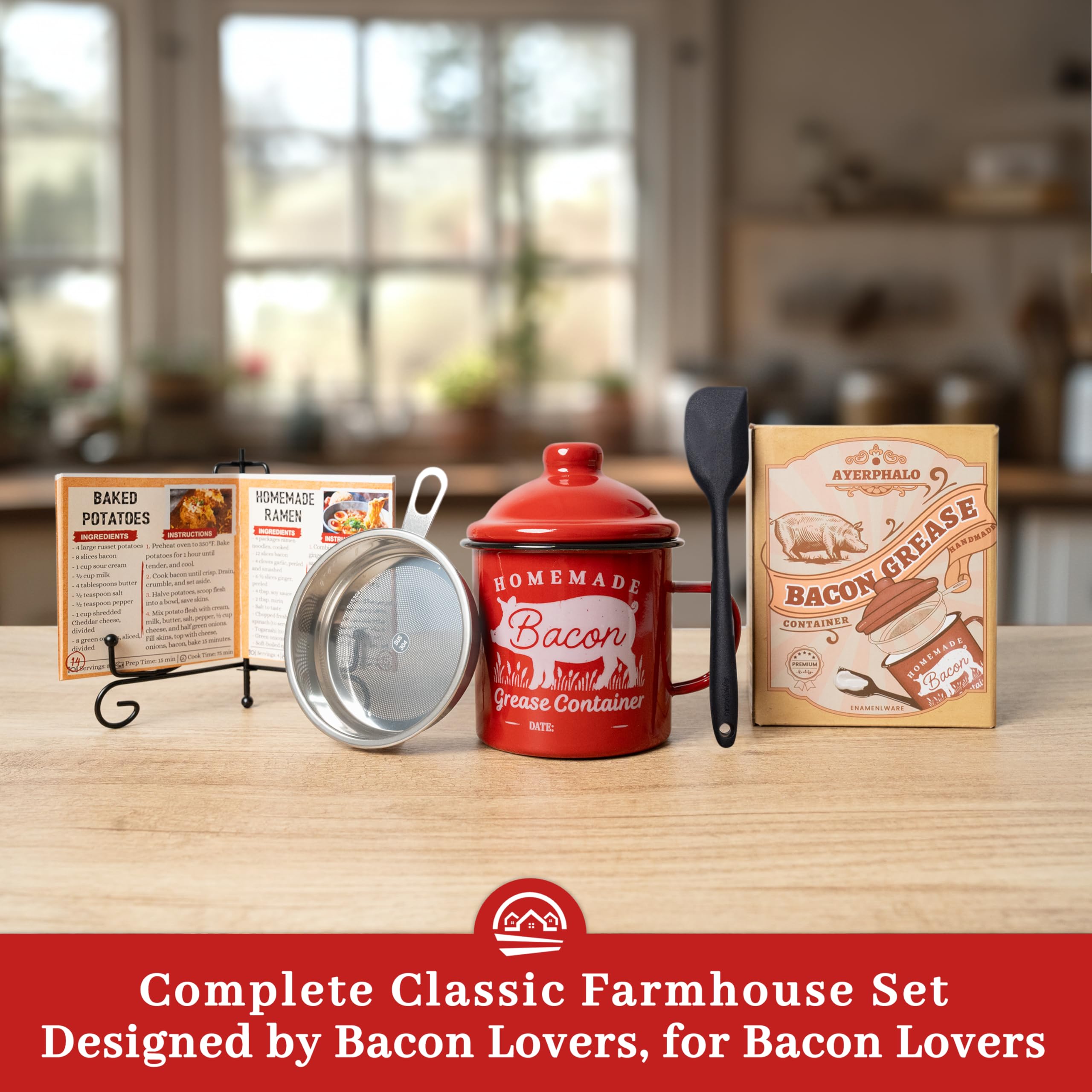 Ayerphalo gift-ready packaging makes this grease keeper an ideal housewarming present.