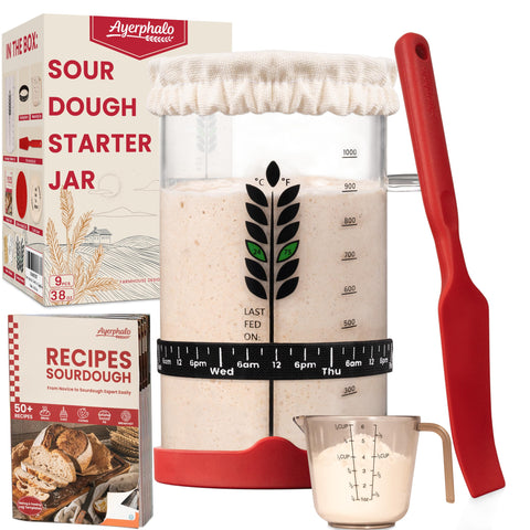 Ayerphalo sourdough starter kit 38oz with jar for simple feeding and mixing