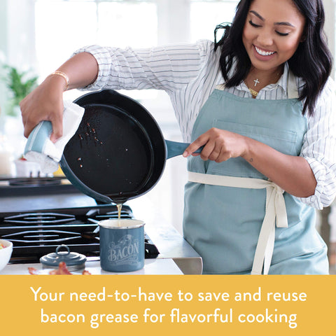Ayesha Bacon Grease Can lid and handle facilitates easy controlled pouring