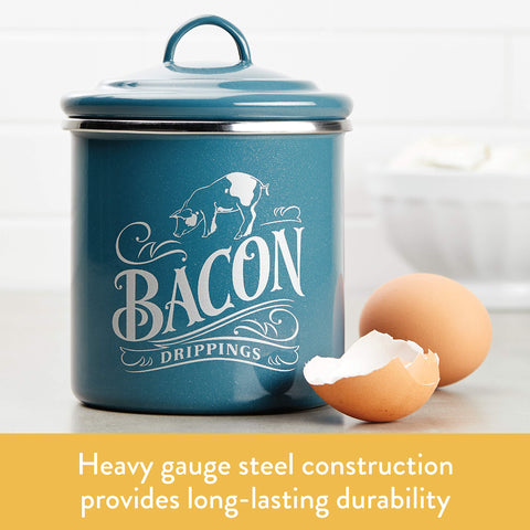 Ayesha enamel-on-steel bacon can closeup shows durable construction