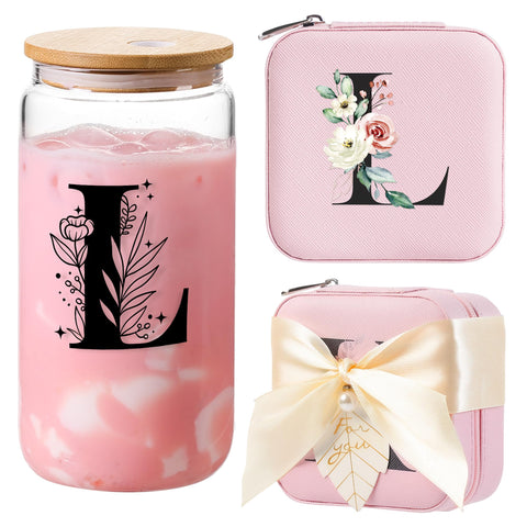 AYGXU initial jewelry box with pink sunflower design keeps jewelry organized and tangle-free