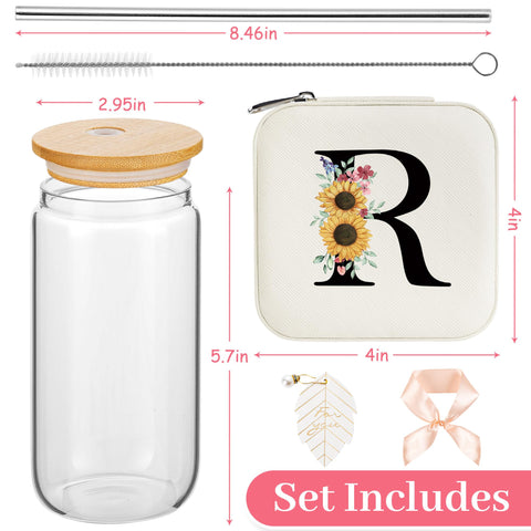 AYGXU initial jewelry box with sunflower design adds personalized gift charm.