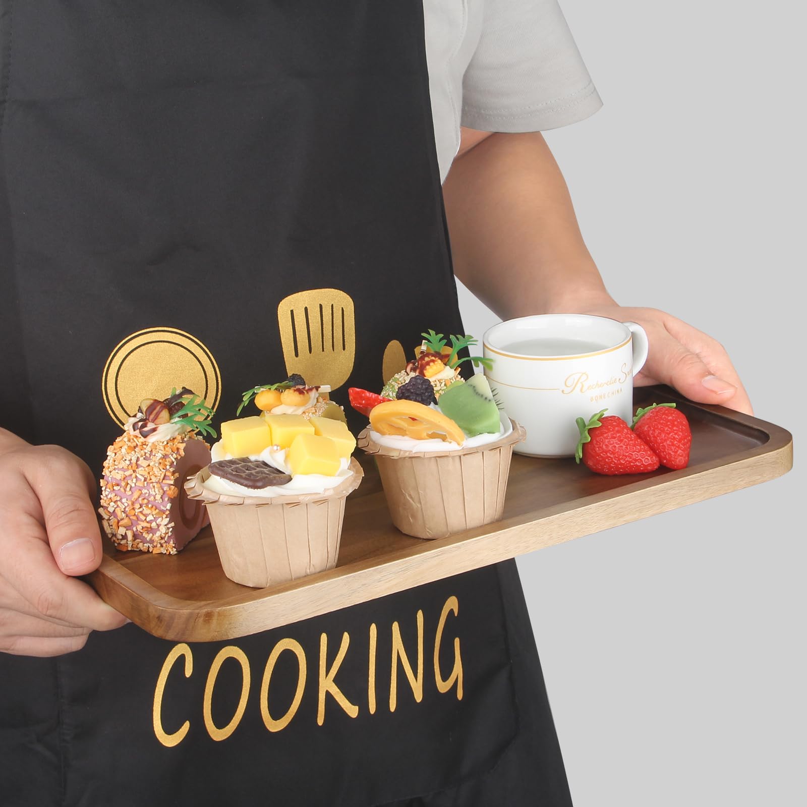 Ayiaren acacia wood tray delivering sturdy support and warmth.