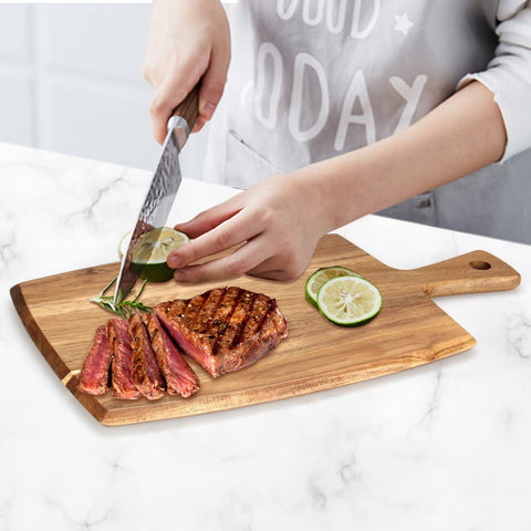 Ayiaren charcuterie board in acacia wood ideal for cheese and meats.