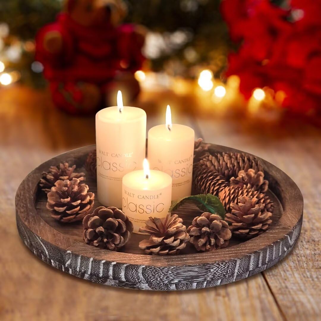 Ayiaren decorative tray arranged with candles and plants for an elegant display.