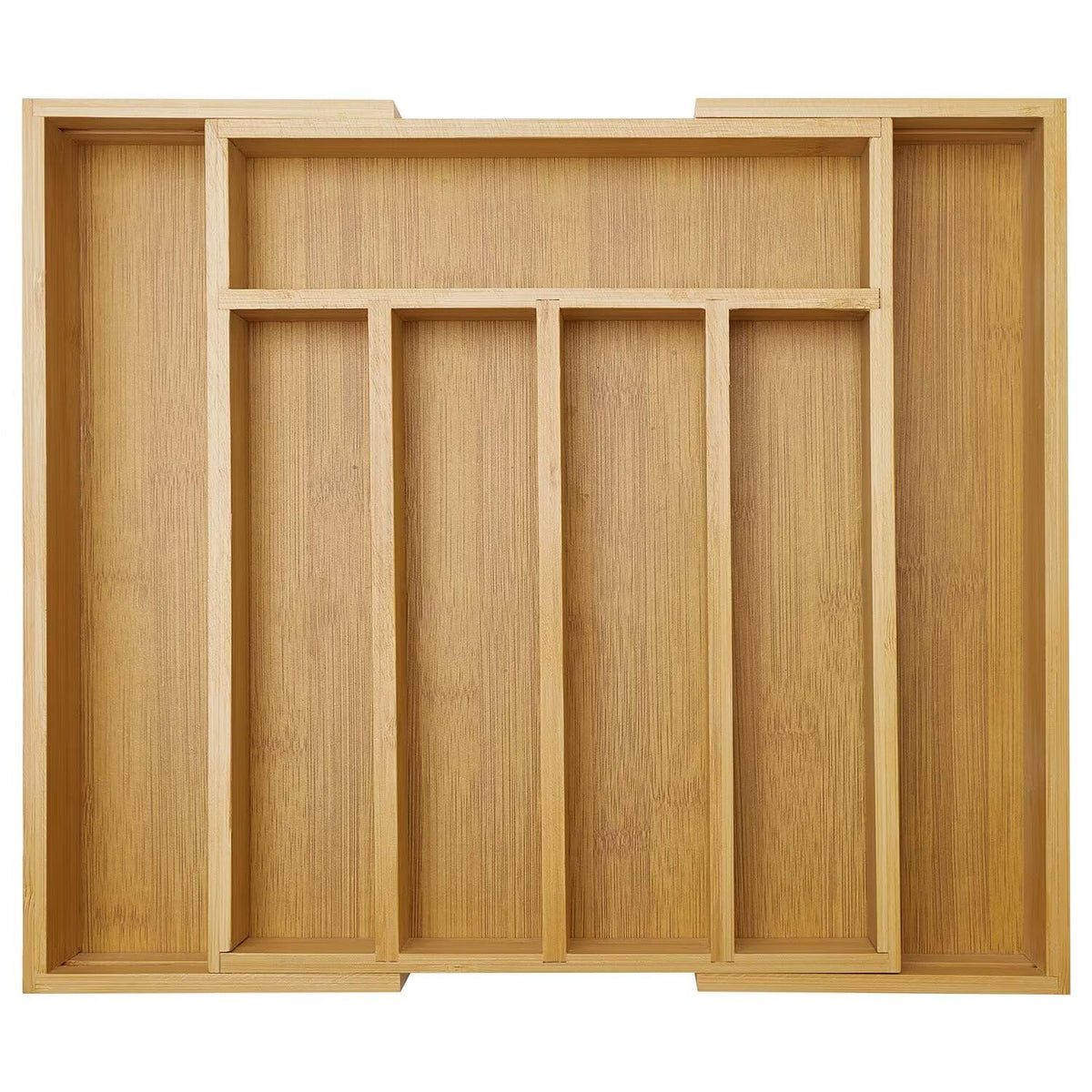 Ayiaren expandable drawer left panel offering extra utensil storage in a roomy kitchen.