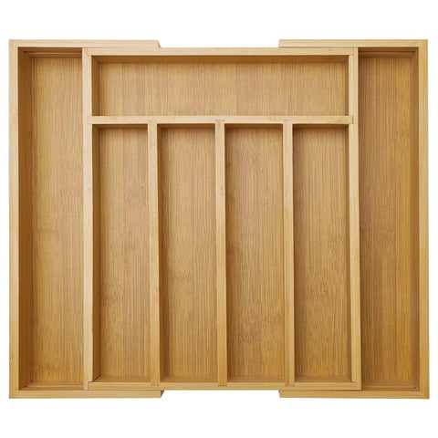 Ayiaren expandable drawer left panel offering extra utensil storage in a roomy kitchen.