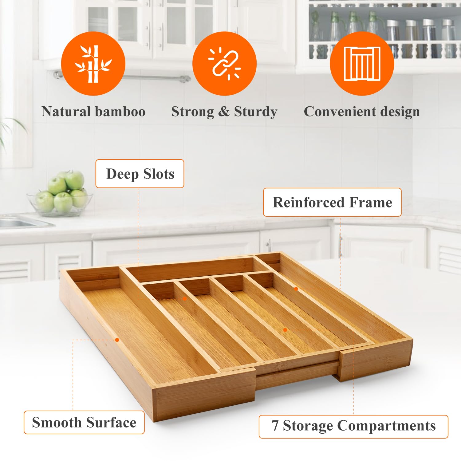 Ayiaren kitchen utensil organizer in-drawer demonstrates versatile storage for spatulas and ladles.