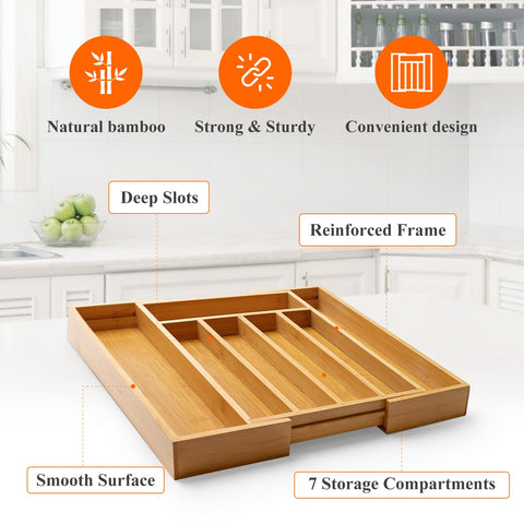 Ayiaren kitchen utensil organizer in-drawer demonstrates versatile storage for spatulas and ladles.