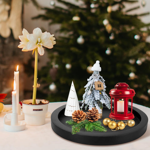 Ayiaren round decorative tray as candle centerpiece on dining table