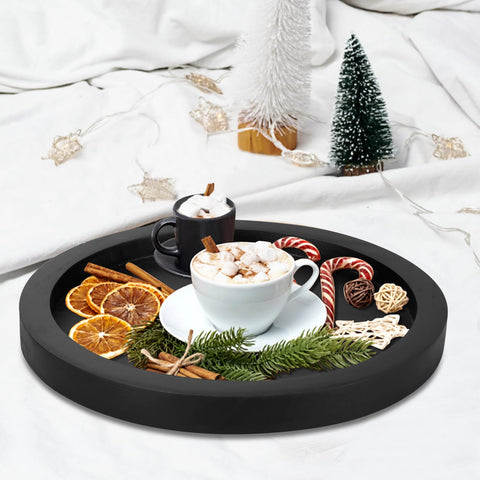 Ayiaren round decorative tray on countertop organized with small items