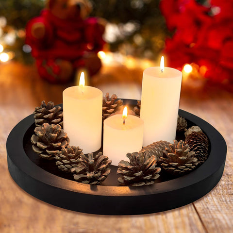 Ayiaren round decorative tray on dining room display with decor items