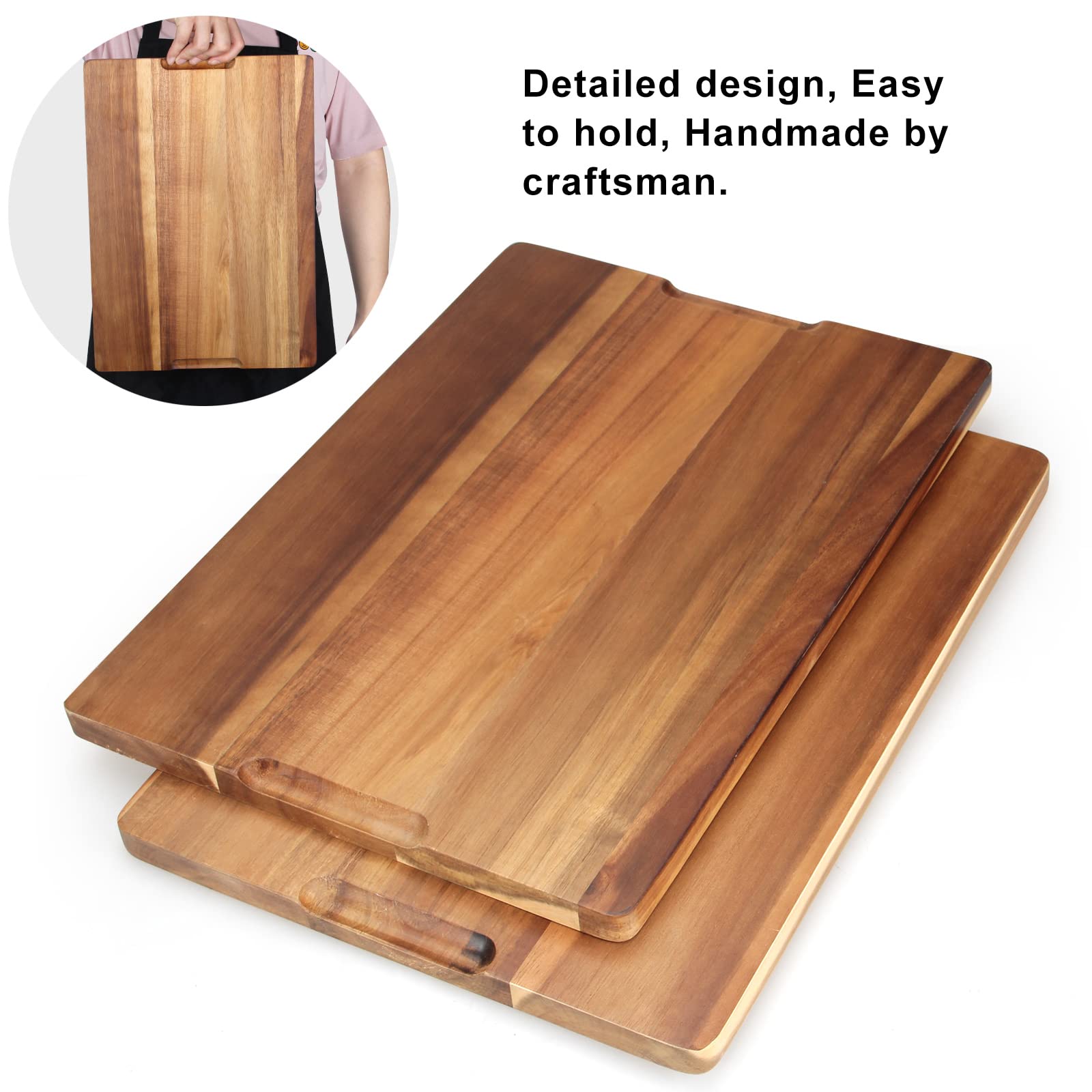 Ayiaren cutting board with juice grooves along edge, helps keep counters clean during prep.