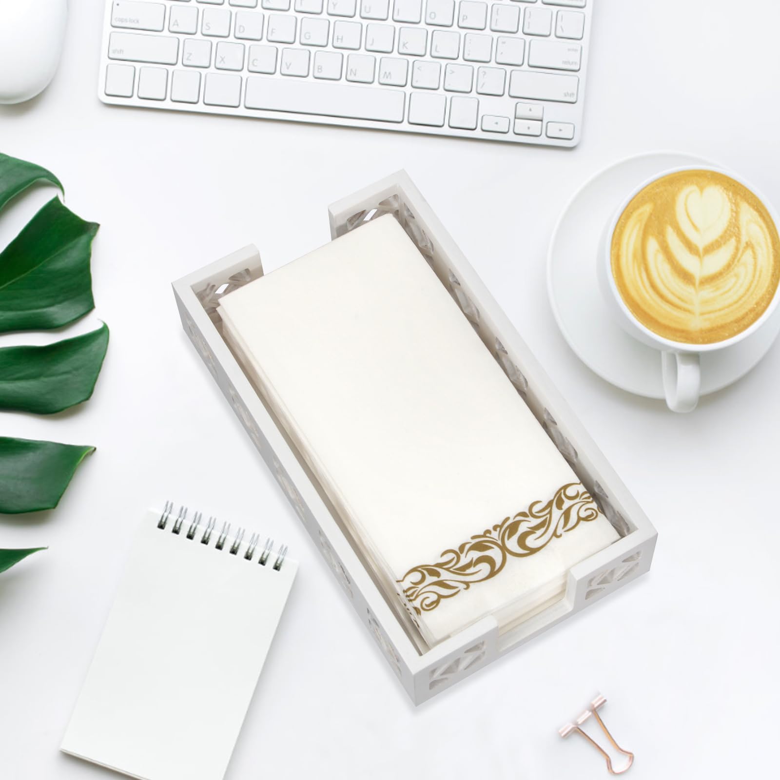 Ayiaren finished white wood towel holder complements minimalist decor while protecting surfaces.