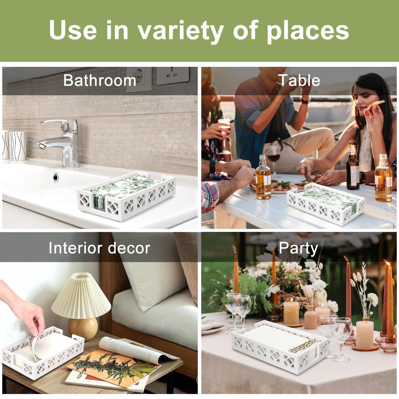 Ayiaren white wooden guest towel holder side view showing compact, space-saving profile in a small bathroom.
