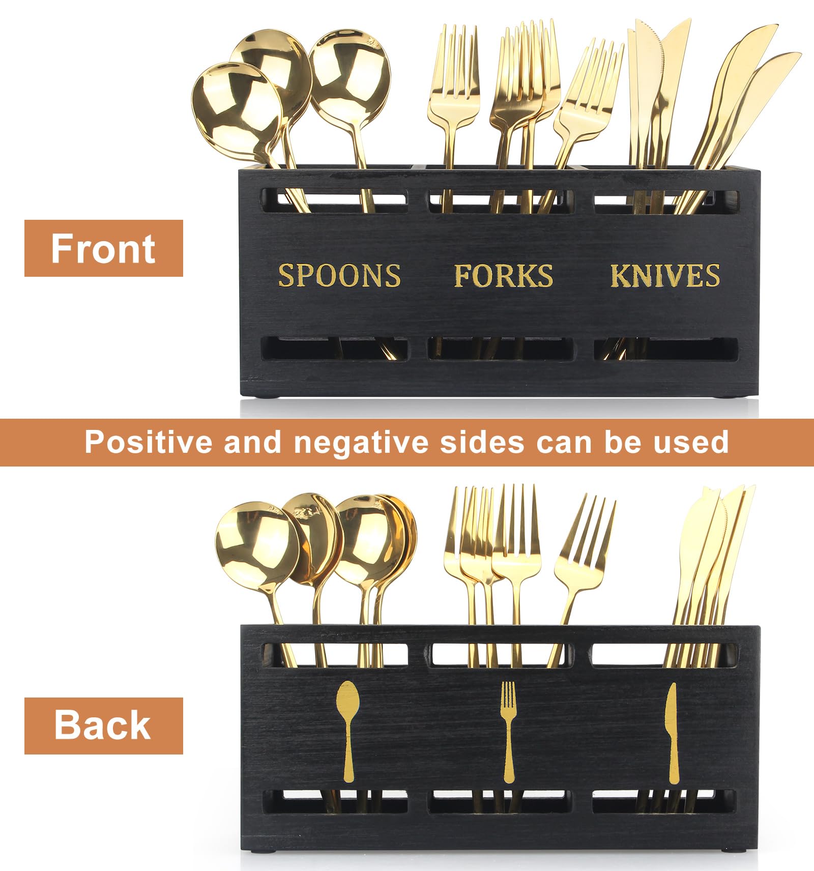 A close-up of Ayiaren wooden cutlery holder grain and natural texture.