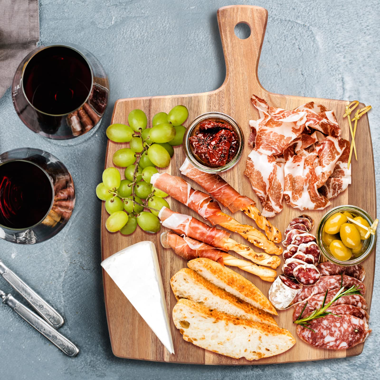 Ayiaren wooden meat cutting board with durable acacia surface for prep.