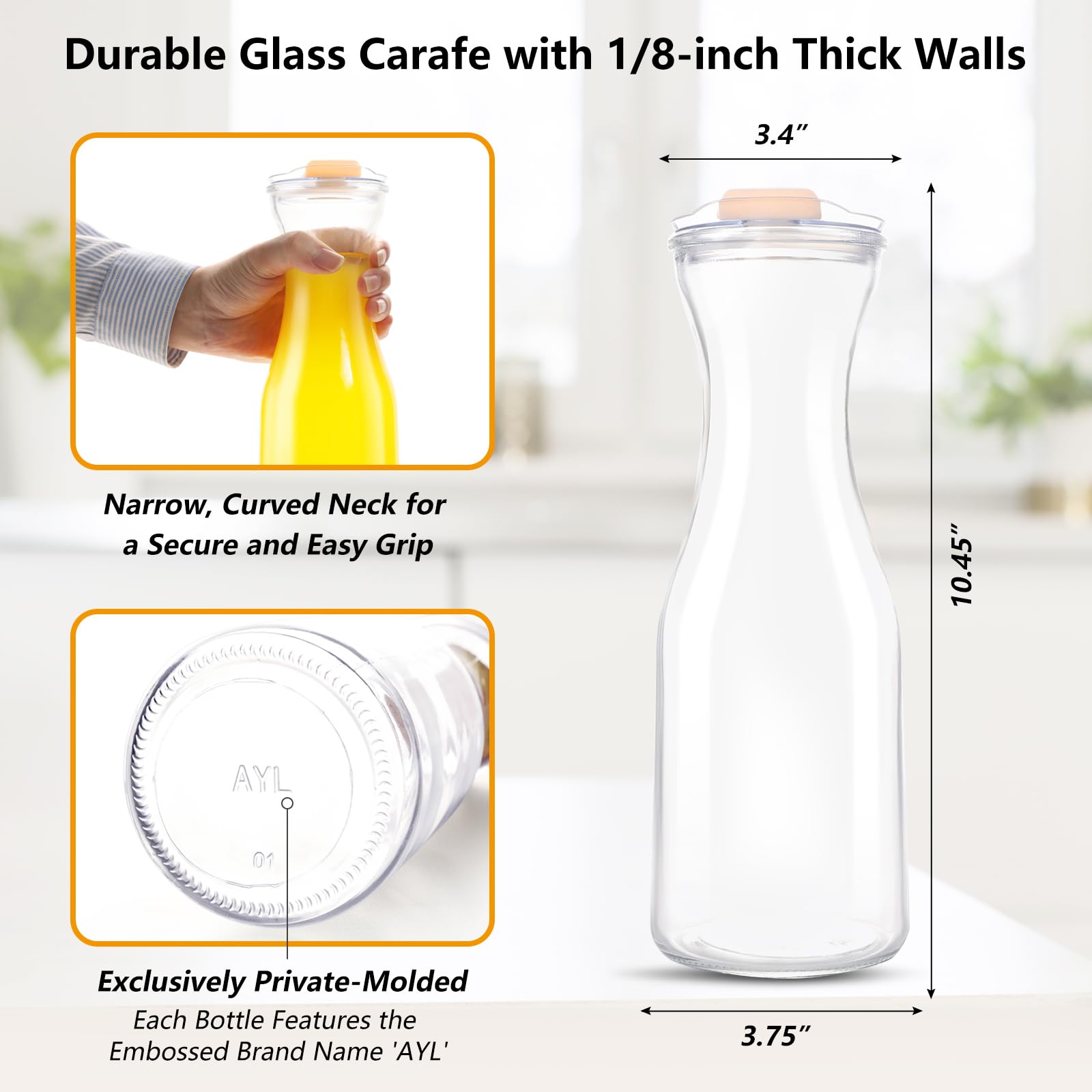 AYL mimosa-bar brunch setup with clear carafes and serveware