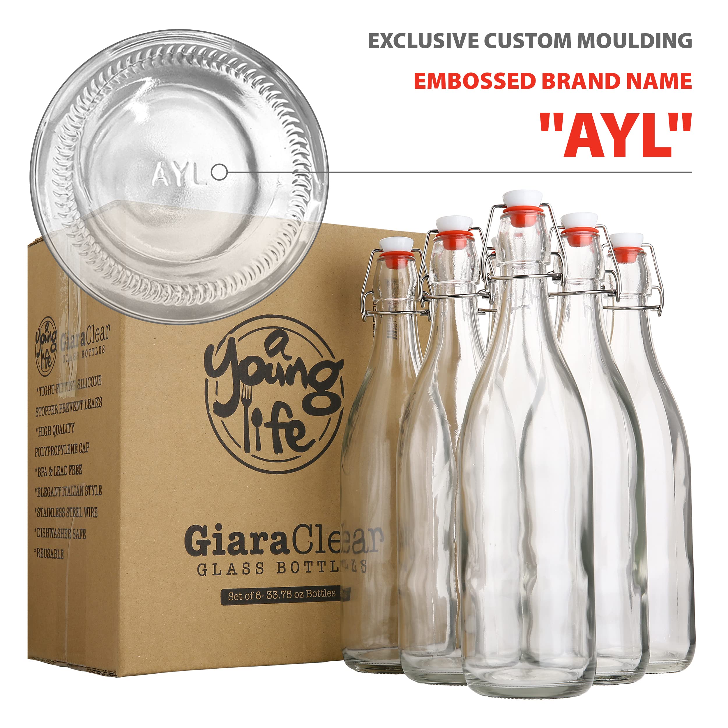 AYL bottle stores juices, oils, vinegars, and more with ease.