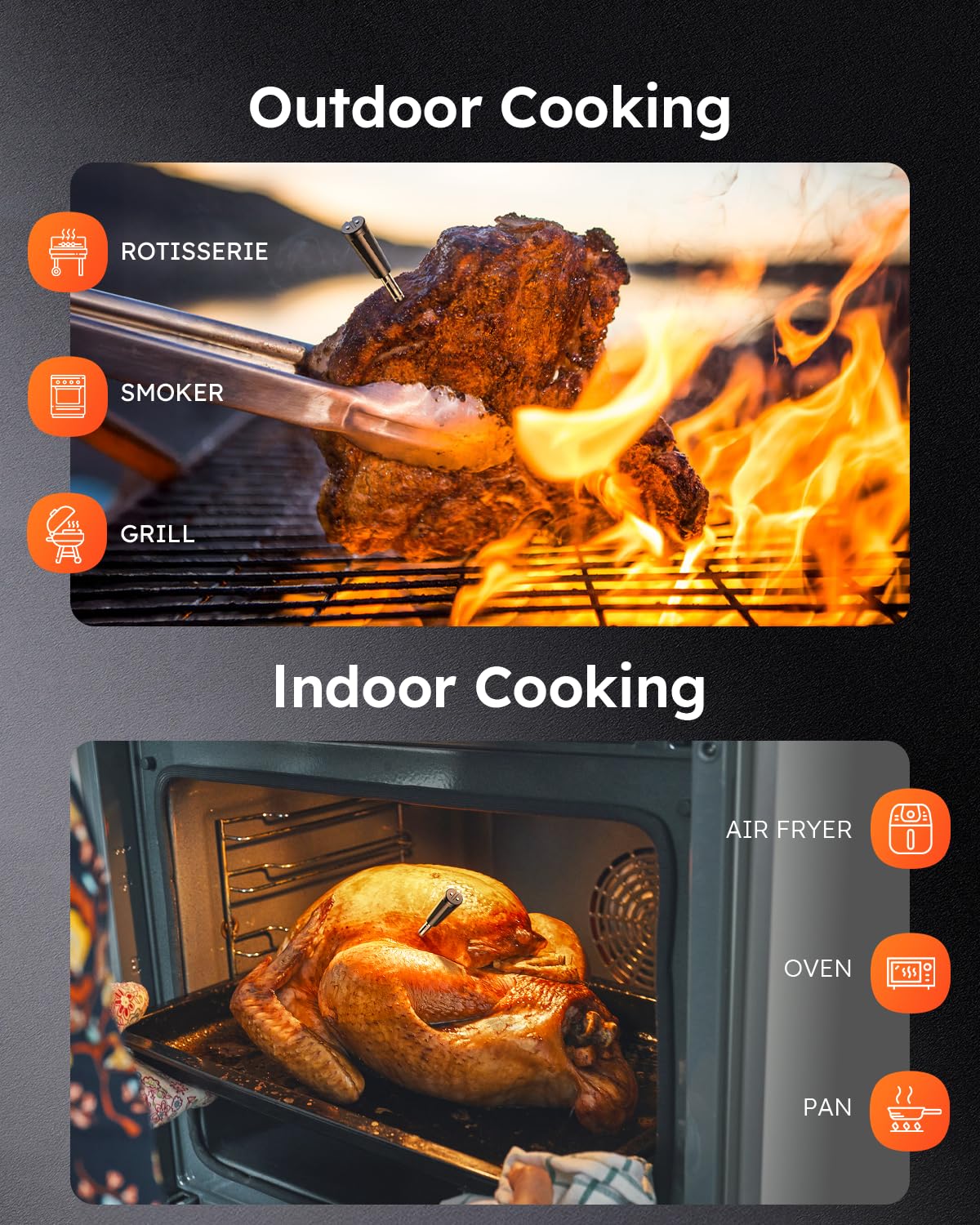 AYMDKI long battery life supports extended grilling sessions