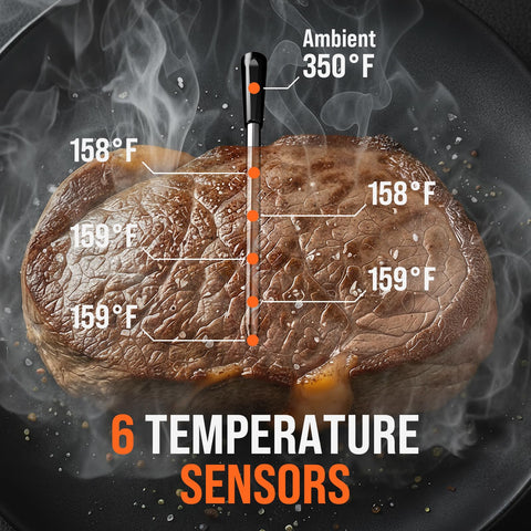 AYMDKI six-sensor thermometer app with presets and alerts for guided cooking
