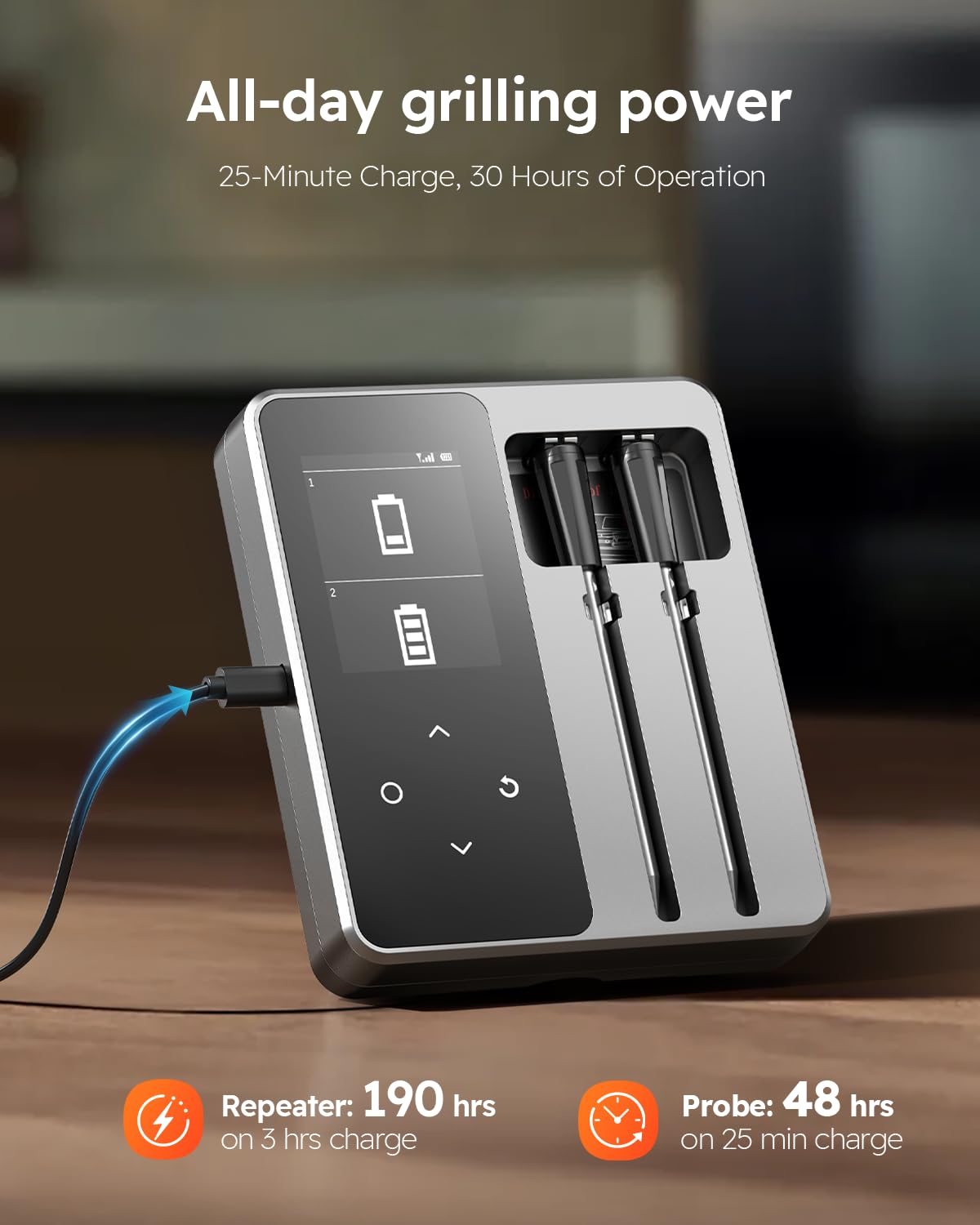 AYMDKI Smart Wireless Meat Thermometer Dual Alerts with Repeater for reliable doneness alerts
