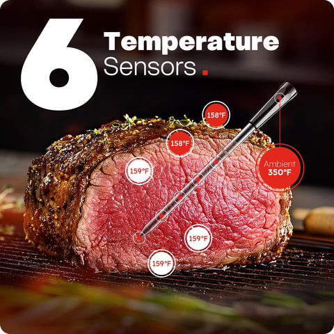 AYMDKI ultra-thin probe closeup highlights fast, accurate temps without losing juices.