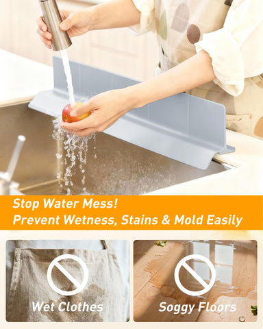 AyNirser silicone water guard with strong suction cups prevents slipping.