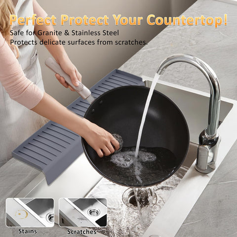 AyNirser raised splash guard directs water back to the sink, reducing counter splashes.