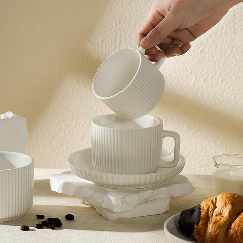 AYUCIA durable porcelain coffee cups designed for daily use.