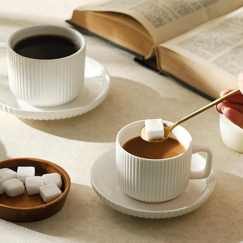 AYUCIA microwave-safe porcelain coffee mugs for quick heating.