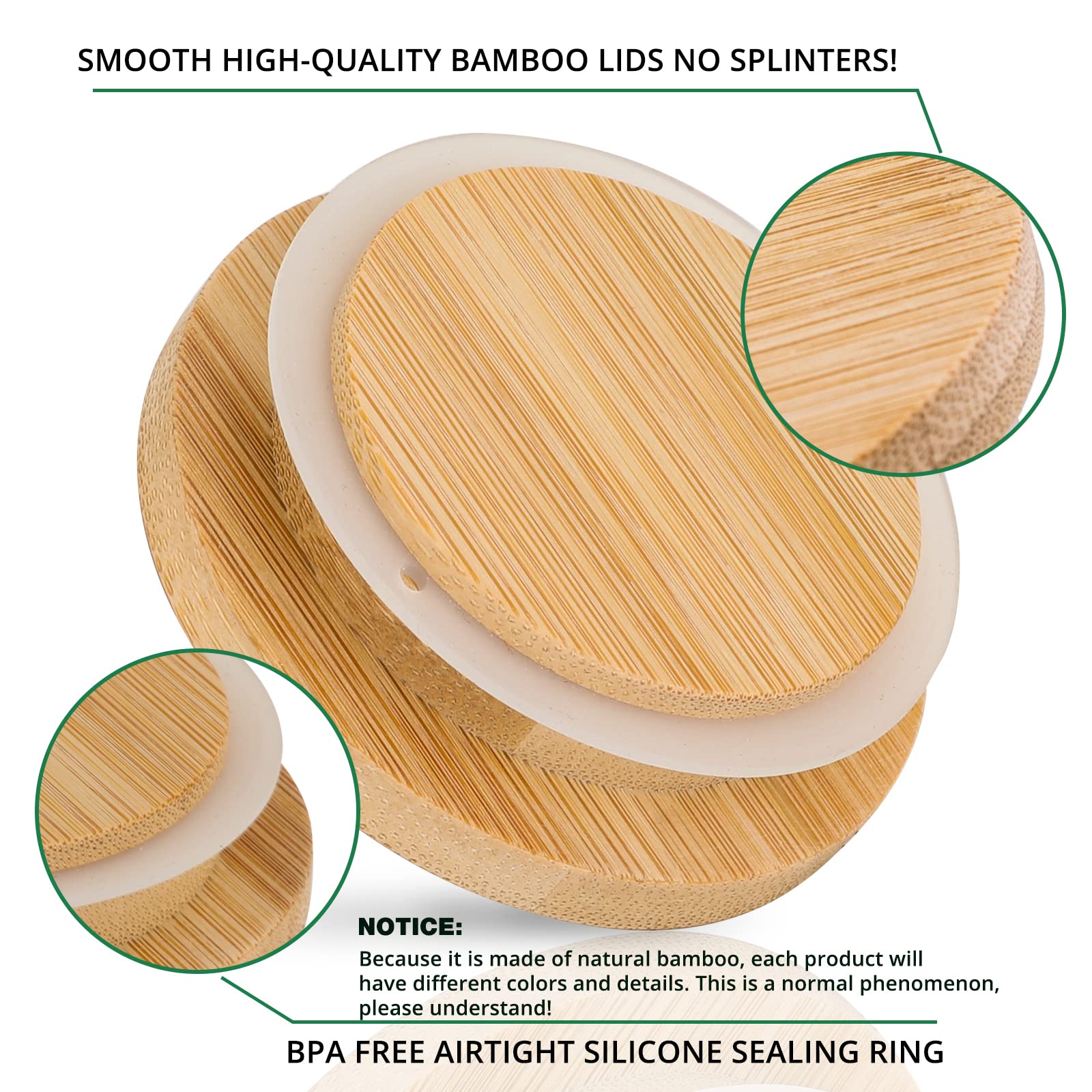 AYUSEB natural bamboo lid keeps jars dry on open shelves.