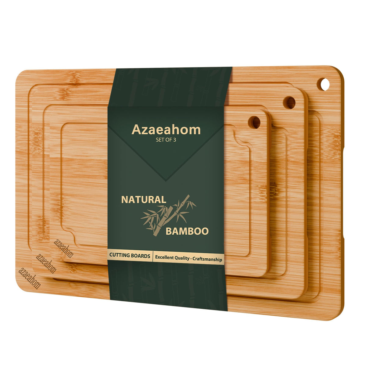 Azaeahom large bamboo cutting board top view ideal for meal prep and meat slicing
