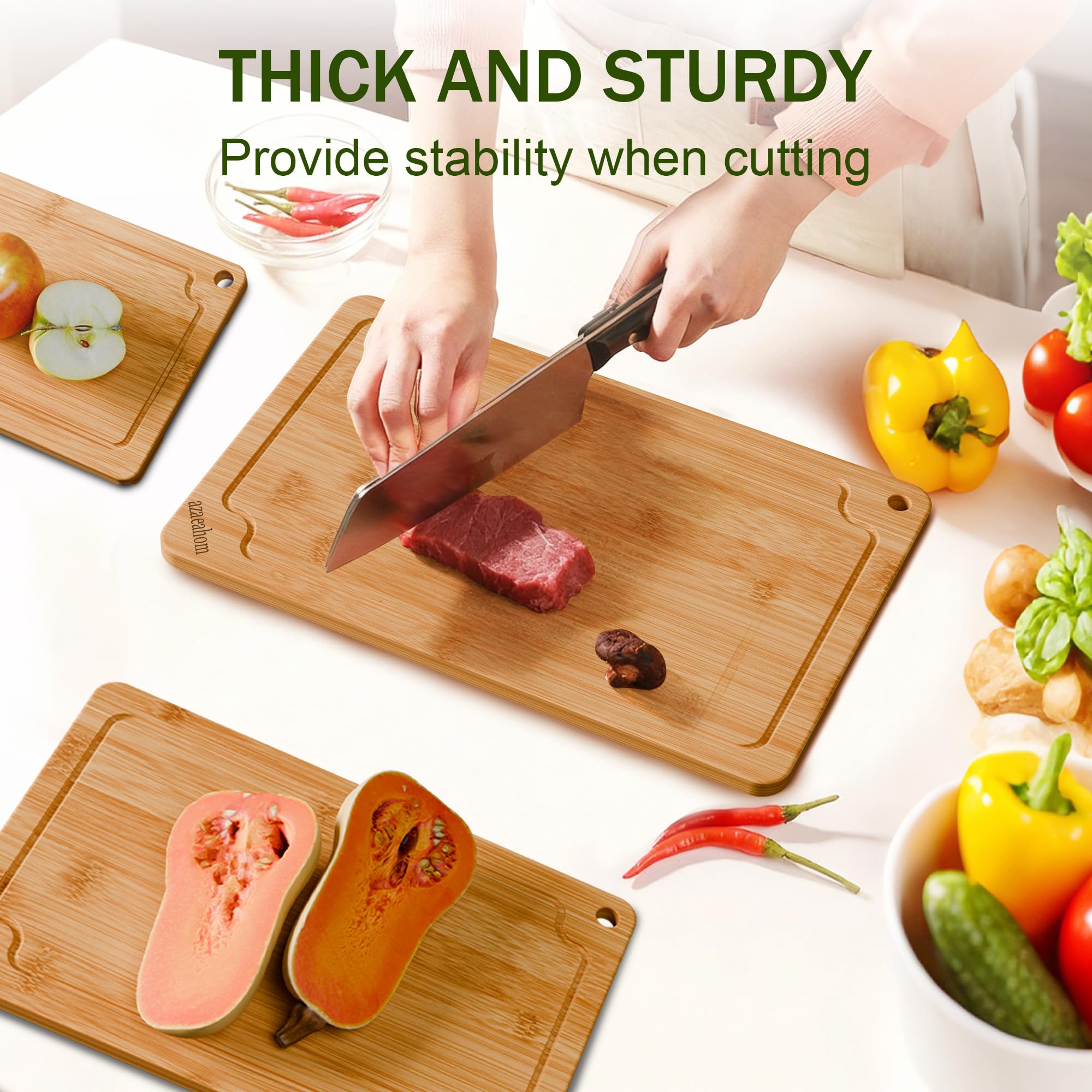 Azaeahom medium bamboo cutting board top view perfect for chopping herbs and vegetables