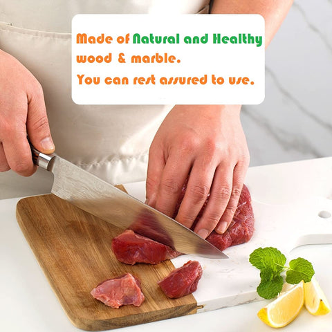 Azauvc cutting board marble-like surface resists stains and odors during use.