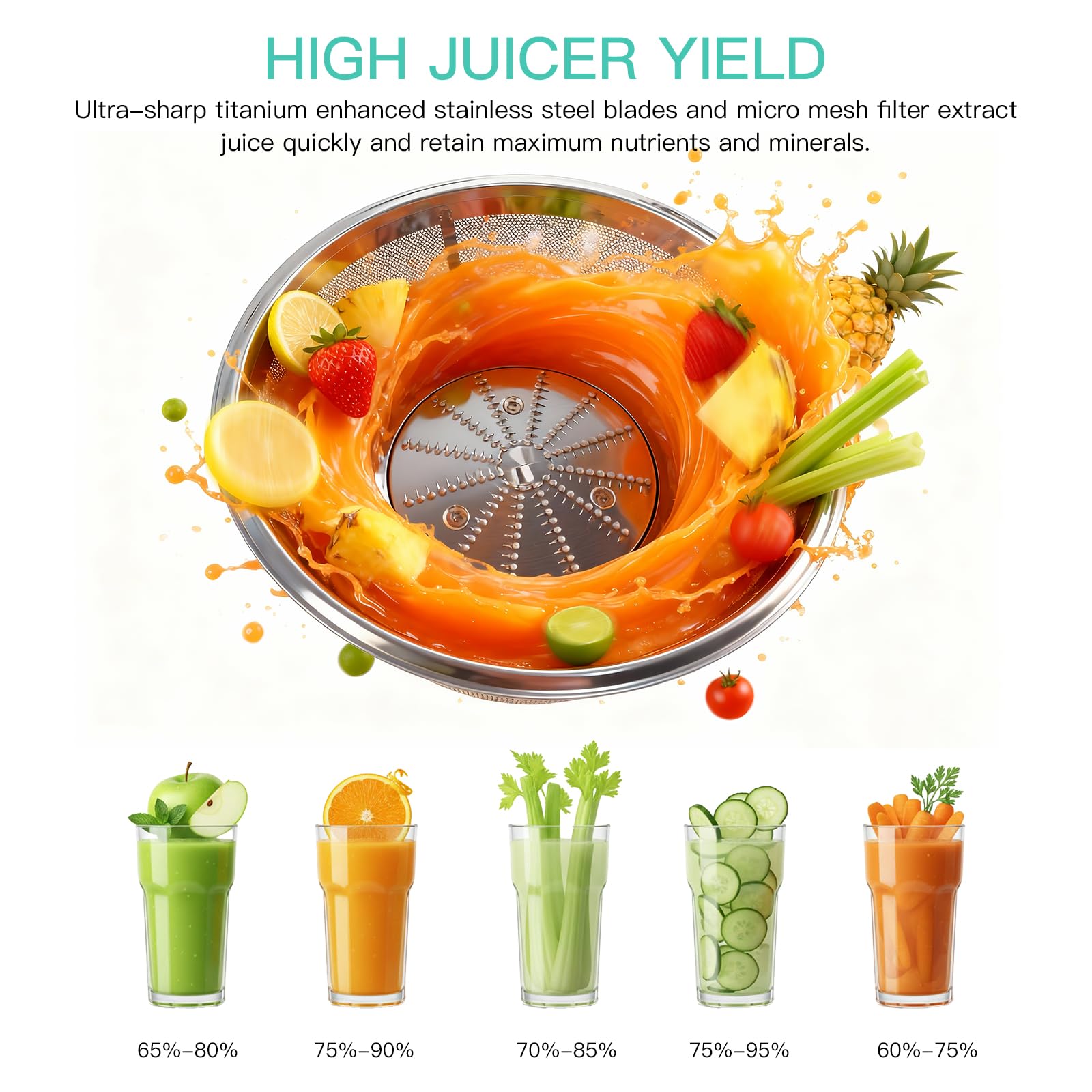 AZEUS juicer safety lock arm ensures secure operation during juicing.