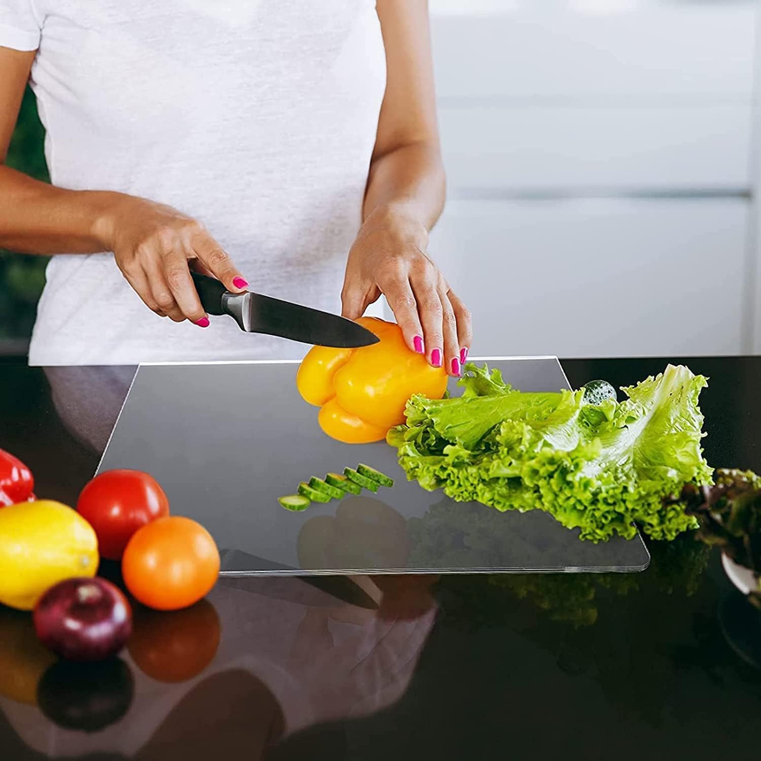AZM Displays 24x18 cutting board provides ample room for large prep jobs.