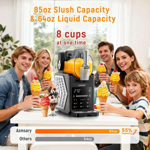 Azmsary slushie machine keeps drinks cool up to 12 hours.