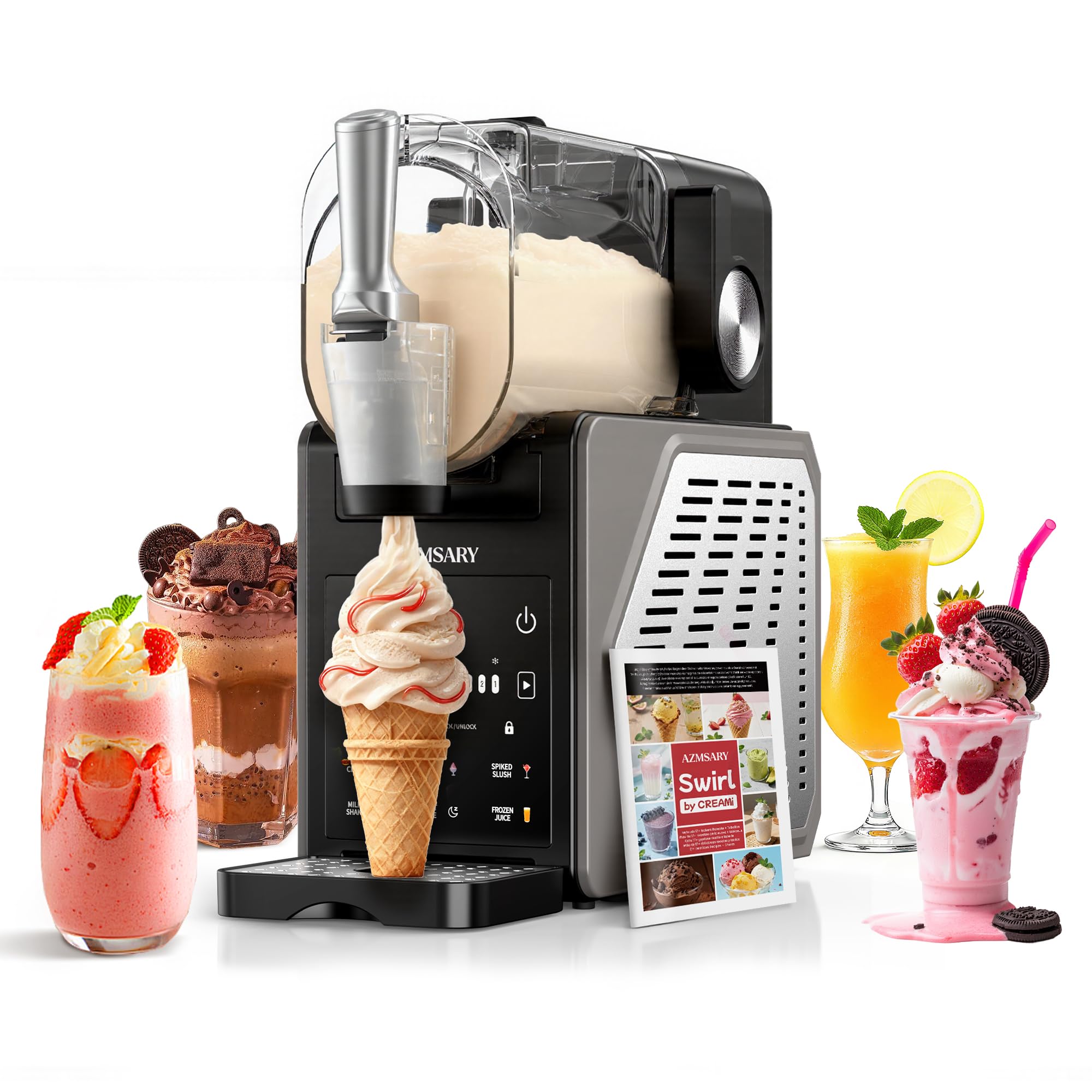 Azmsary slushie machine with LED display for precise frozen drinks.