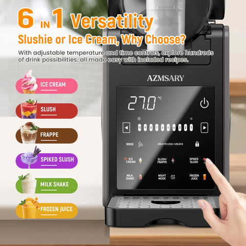 Azmsary slushie machine quick-freezing technology without ice required.