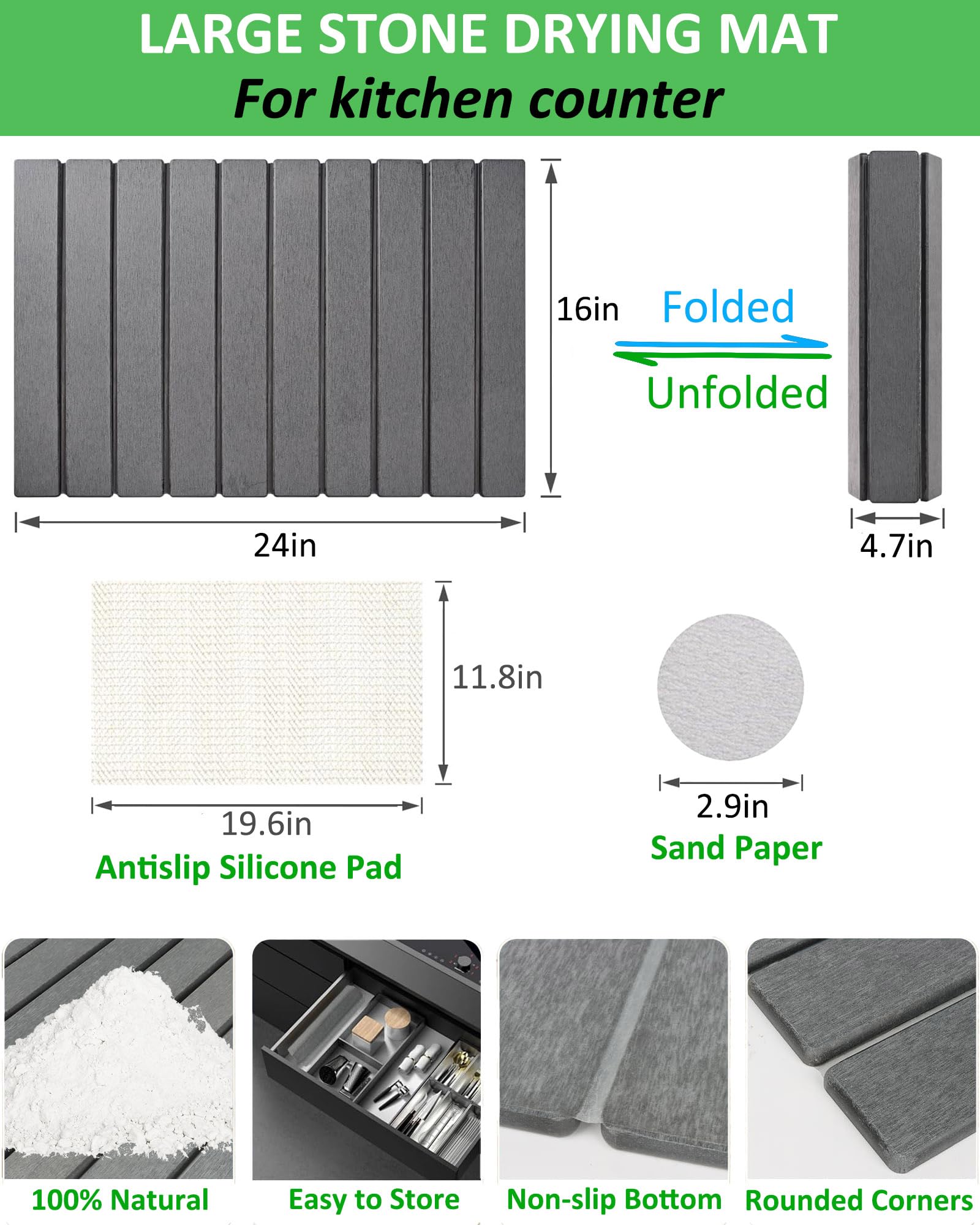 Azorteja diatomaceous earth mat highlights rapid water absorption and fast self-drying