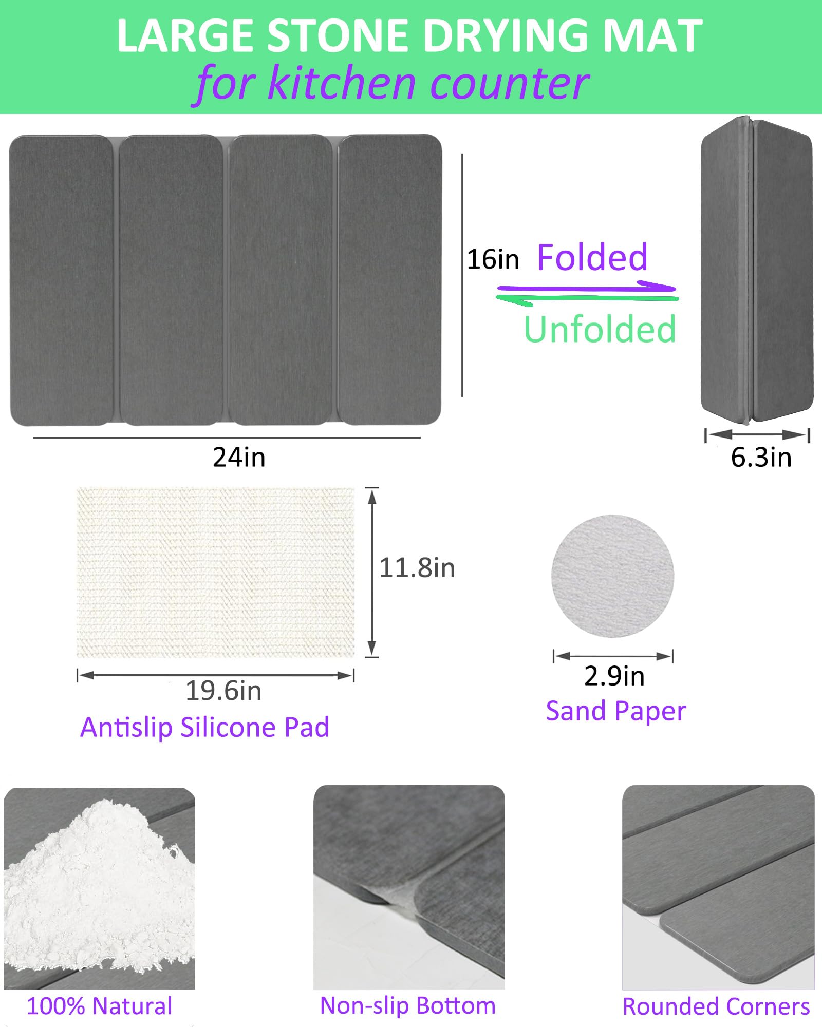 Azorteja diatomaceous-earth drying mat close-up texture emphasizes quick absorption.