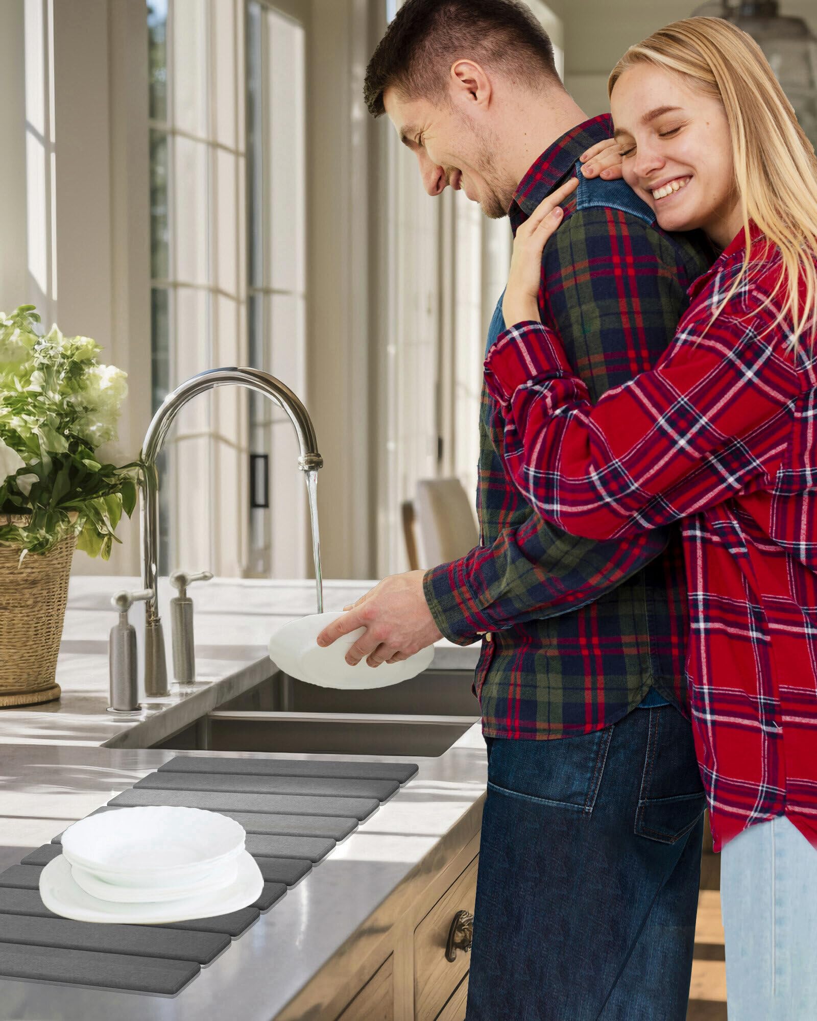 Azorteja easy-clean dish mat resists daily wear and cleans with wipe or rinse