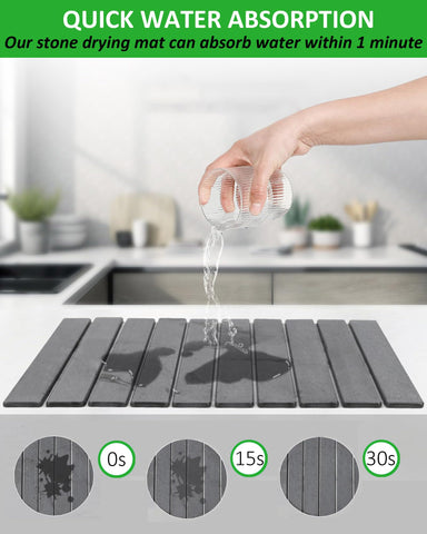 Azorteja foldable stone drying mat used as kitchen counter organizer and quick-dry surface