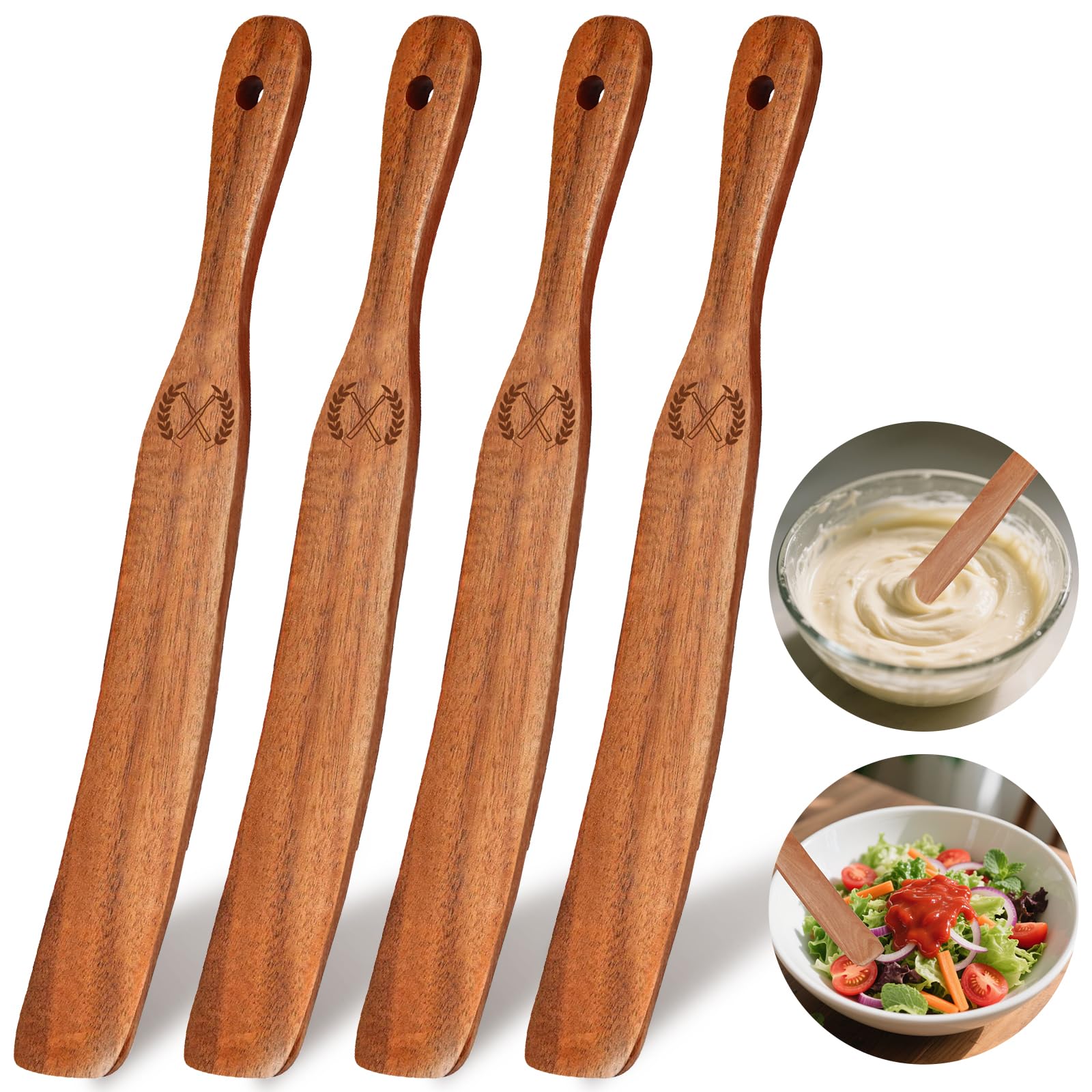 Azureblue 4-piece skinny spurtle set ready for precise jar stirring